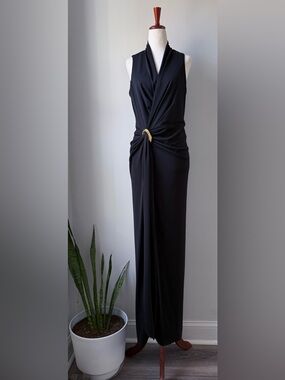 Donna Karan | Dresses | Donna Karan New York Womens Gray Satin Ruched Cowl  Mockneck Dress Size 4 | Poshmark